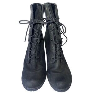 Timberland Women's Glancy 3 inch Premium Waterproof Lace Up Black Boots Size 8